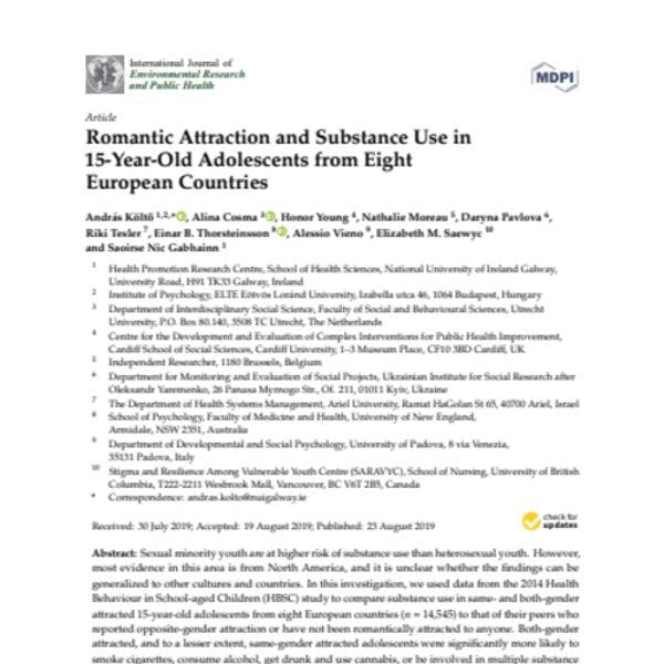 Romantic attraction and substance use in 15-year-old adolescents from eight European countries