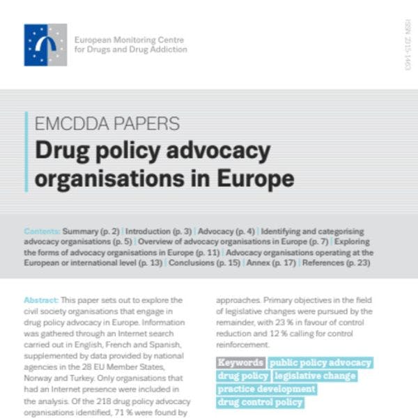 Informe del OEDT – Organizaciones de incidencia en materia de políticas de drogas en Europa