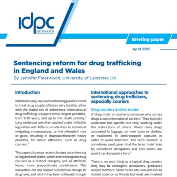 Réforme des pratiques d’application des peines pour trafic de drogue en Angleterre et au Pays de Galles 