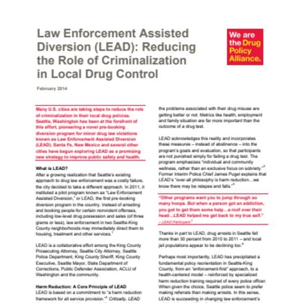  Law enforcement assisted diversion (LEAD): Reducing the role of criminalization in local drug control