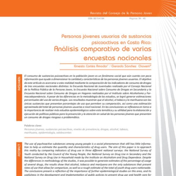 Uses of psychoactive substances among young people in Costa Rica: Comparative analyse of national surveys