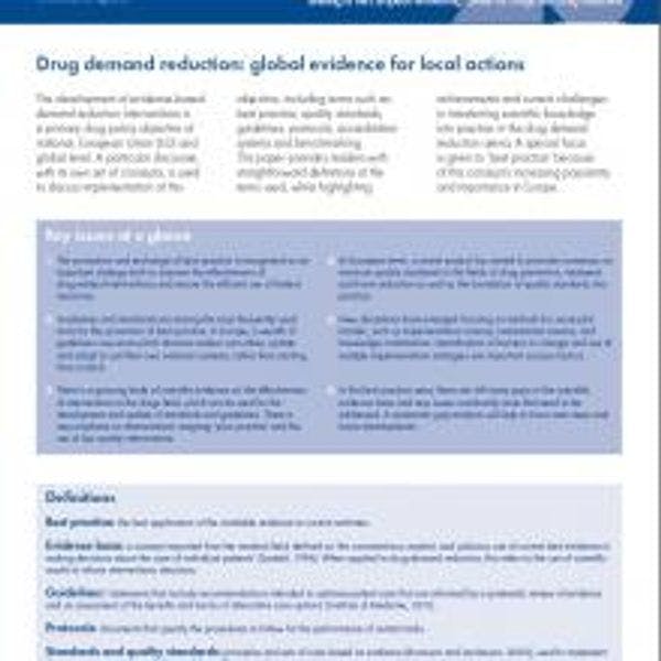 Informe del OEDT – Reducción de la demanda de drogas: evidencias globales para acciones locales 
