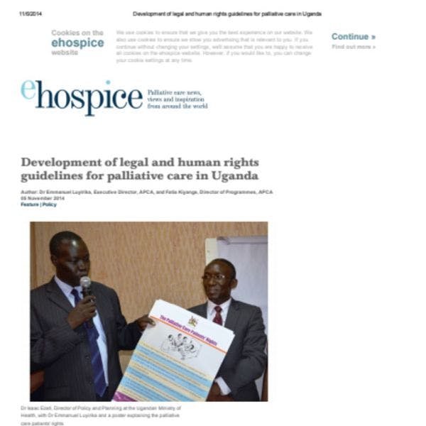 Desarrollo de directrices jurídicas y de derechos humanos para los cuidados paliativos en Uganda