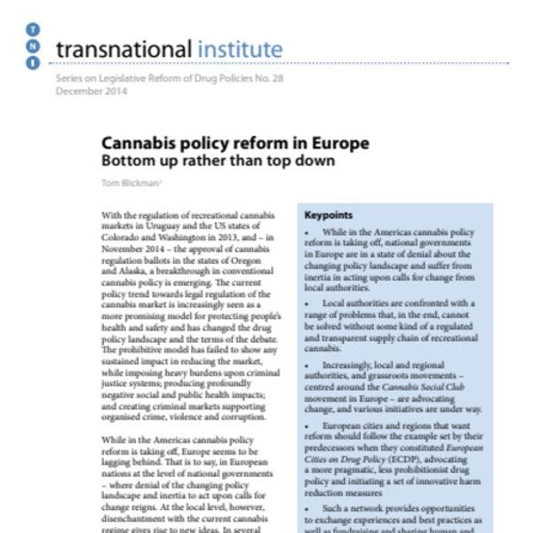 La reforma de las políticas de cannabis en Europa: de lo local a a lo nacional