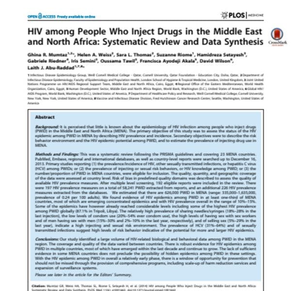 HIV among People Who Inject Drugs in the Middle East and North Africa