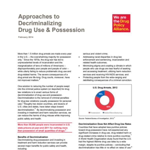 Approaches to decriminalizing drug use and possession