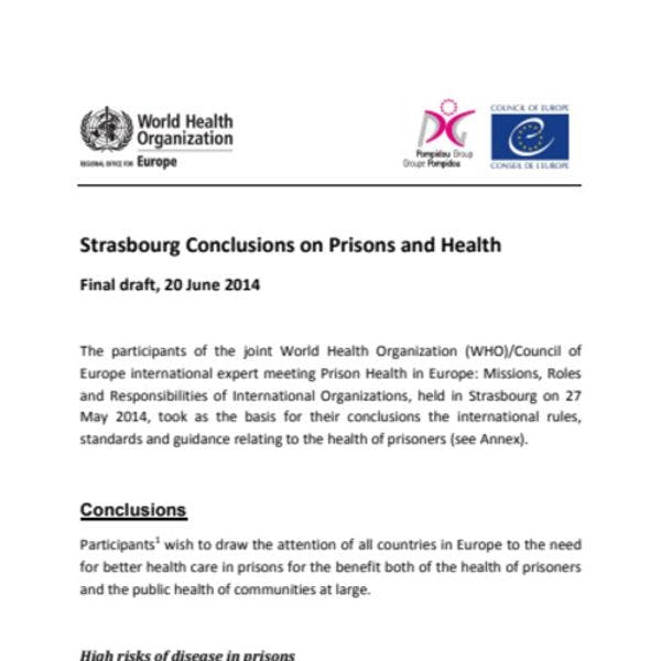 Strasbourg Conclusions on Prisons and Health