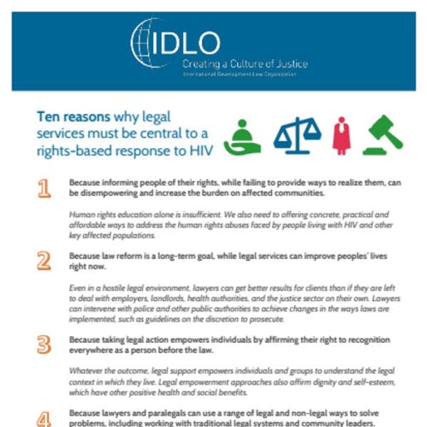 Ten reasons why legal services must be central to a rights-based response to HIV