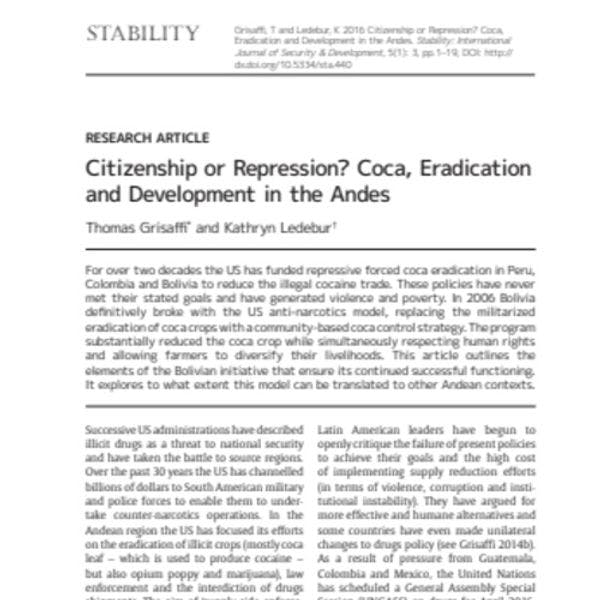 Citizenship or repression? Coca, eradication and development in the Andes