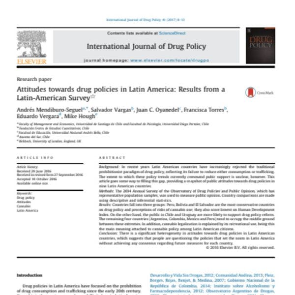 Attitudes envers les politiques des drogues en Amérique Latine : Résultats d’une enquête latino-américaine