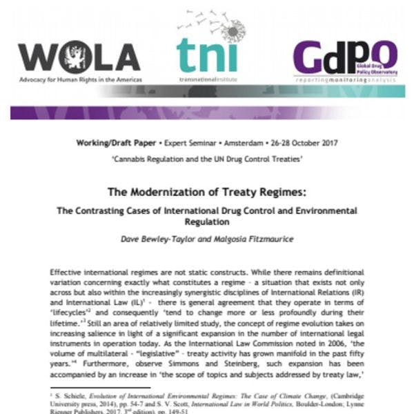 The modernisation of treaty regimes: Contrasting cases of international drug control and environmental regulation