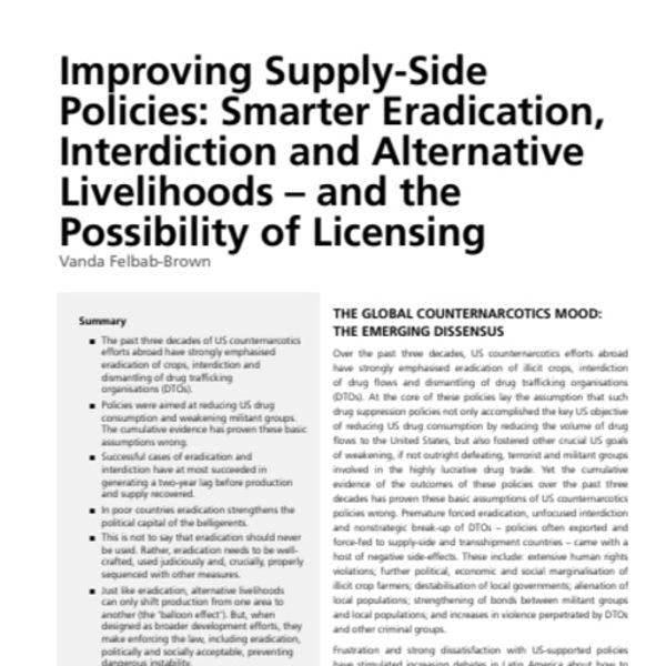 Improving supply-side policies: Smarter eradication, interdiction and alternative livelihoods – and the possibility of licensing