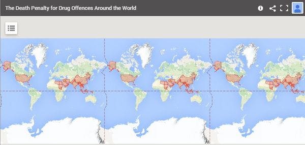 Mapa interactivo: delitos de drogas y pena de muerte