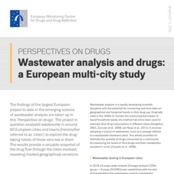 Análisis de aguas residuales y drogas: estudio en varias ciudades europeas 2018