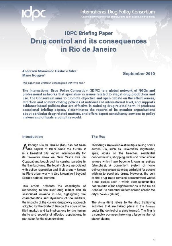 IDPC Briefing Paper - Drug control and its consequences in Rio de Janeiro