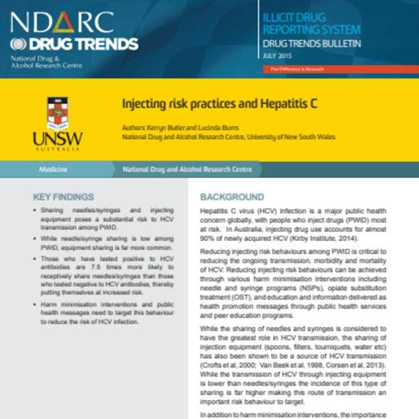 Injecting risk practices and Hepatitis C in Australia