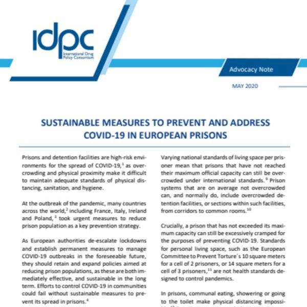 Medidas sostenibles para prevenir y abordar el COVID-19 en prisiones europeas