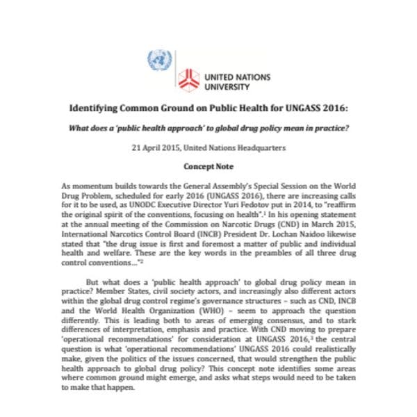 Identifying common ground on public health for UNGASS 2016