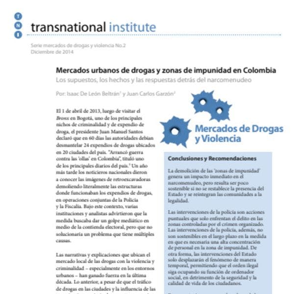 Mercados urbanos de drogas y zonas de impunidad en Colombia