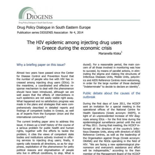 The HIV epidemic among injecting drug users in Greece during the economic crisis