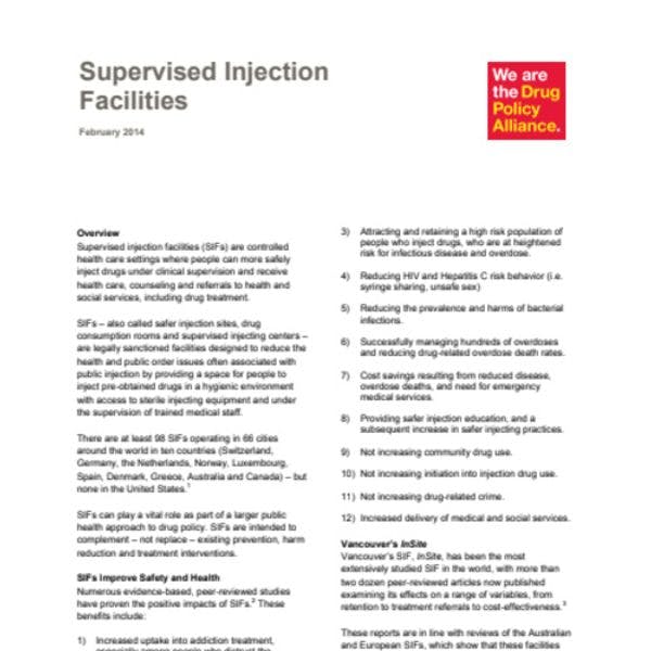  Supervised injection facilities