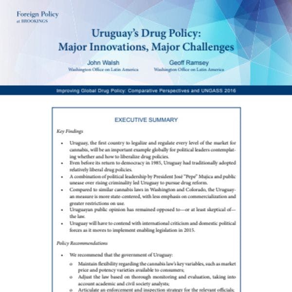Políticas de drogas en Uruguay: grandes innovaciones, desafíos tremendos