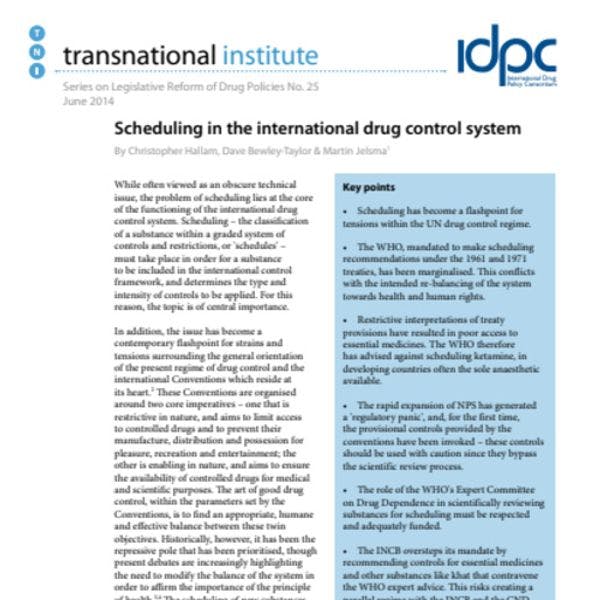Scheduling in the international drug control system