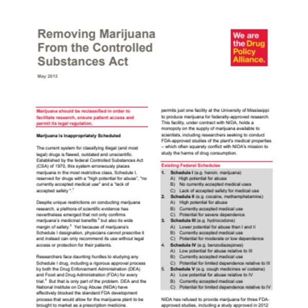 Marijuana reclassification: Removing marijuana from the controlled substances Act