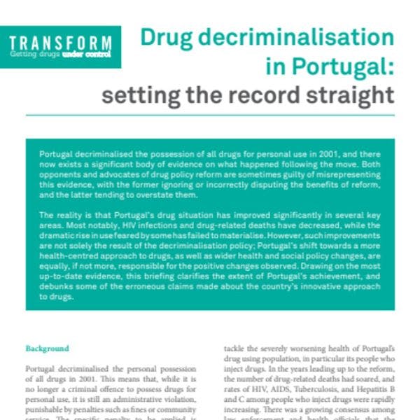 Drug decriminalisation in Portugal: Setting the record straight
