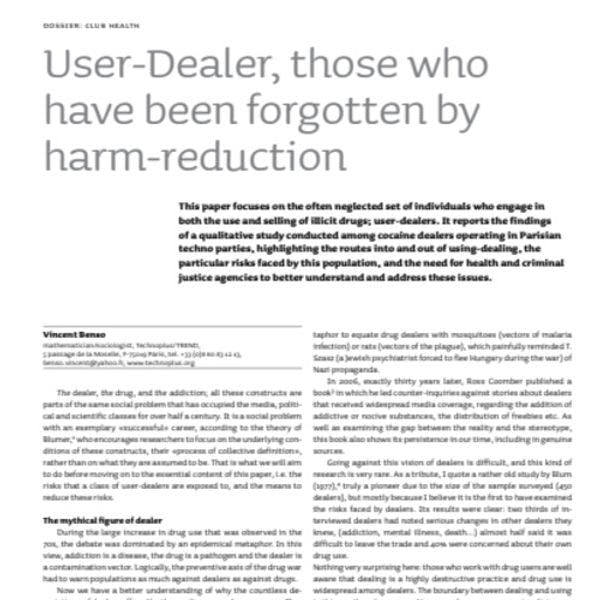 User-Dealer, those who have been forgotten by harm reduction