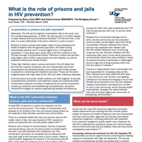 What is the role of prisons and jails in HIV prevention? 