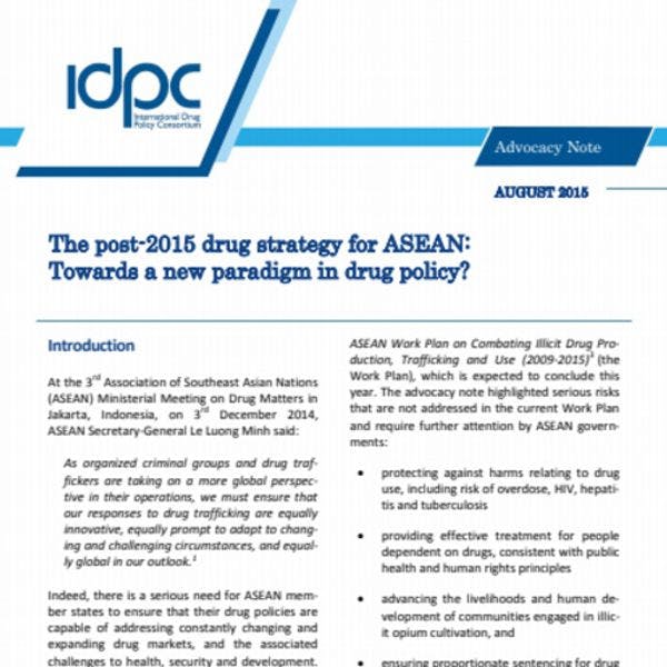 The post-2015 drug strategy for ASEAN: Towards a new paradigm in drug policy?