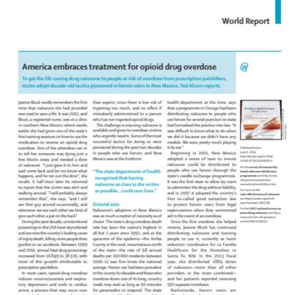 Les Etats-Unis adoptent un traitement pour les overdoses aux opioïdes 