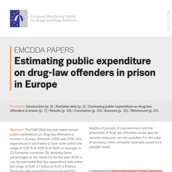 Estimation des dépenses publiques réservées aux infractions liées à la drogue dans les prisons en Europe 