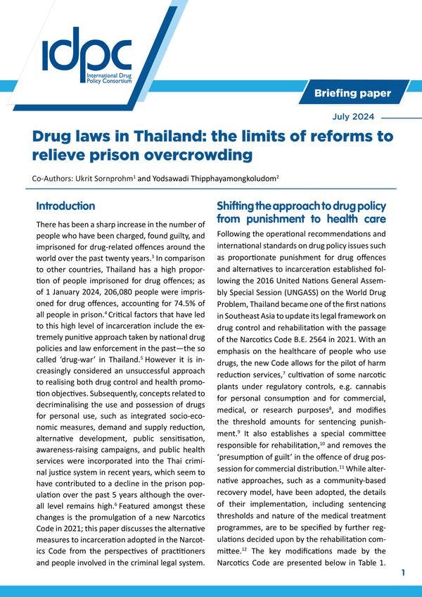 Drug laws in Thailand: the limits of reforms to relieve prison overcrowding