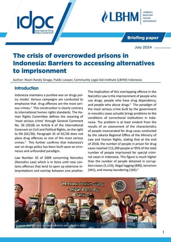 The crisis of overcrowded prisons in Indonesia: Barriers to accessing alternatives to imprisonment