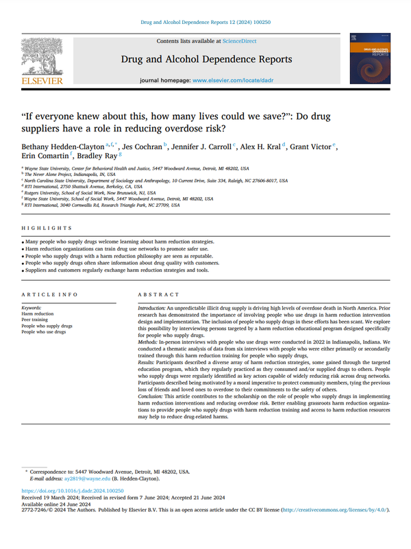 “If everyone knew about this, how many lives could we save?”: Do drug suppliers have a role in reducing overdose risk?