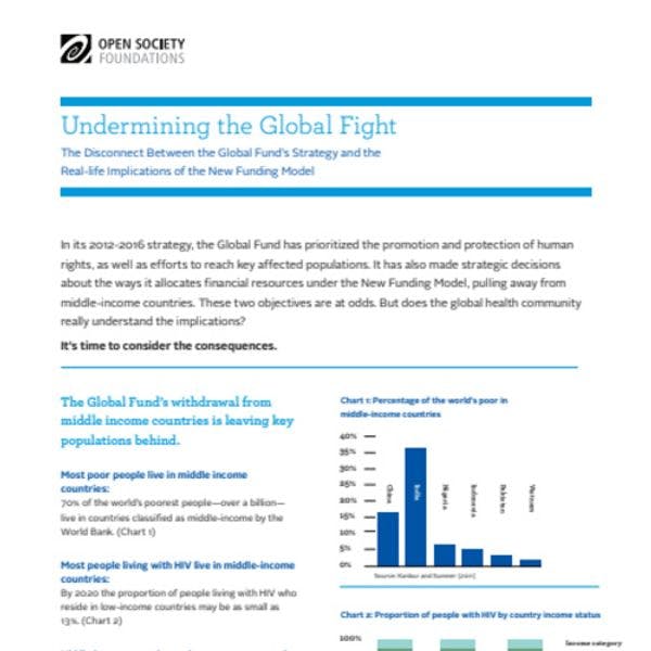 Undermining the global fight: The disconnect between the global fund’s strategy and the real-life implications of the new funding model