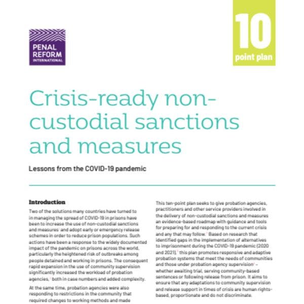 10-Point Plan: Crisis-ready non-custodial sanctions and measures