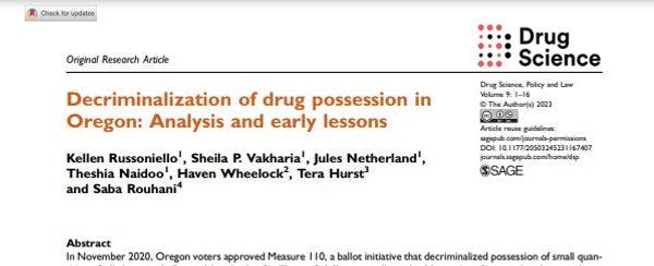 Decriminalization of drug possession in Oregon: Analysis and early lessons