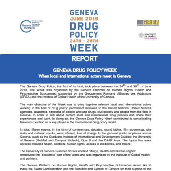 Geneva drug policy week: When local and international actors meet in Geneva