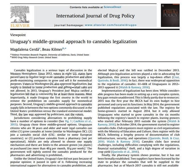 L’approche intermédiaire de l’Uruguay en matière de légalisation du cannabis