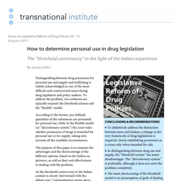 How to determine personal use in drug legislation 