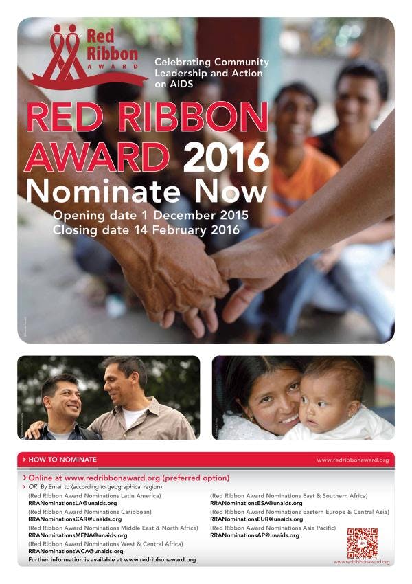 Ya están abiertas las candidaturas para el Premio Cinta Roja, que reconoce y promueve la acción y el liderazgo comunitarios en torno al sida
