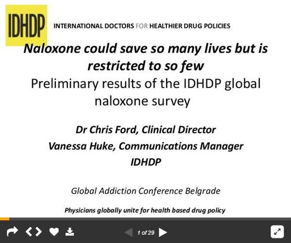 Résultats préliminaires de l’enquête mondiale d’IDHDP sur la naloxone