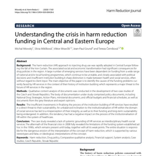 Understanding the crisis in harm reduction funding in Central and Eastern Europe