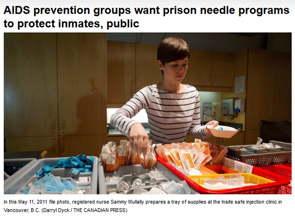 Canadian AIDS prevention groups want prison needle programs to protect inmates