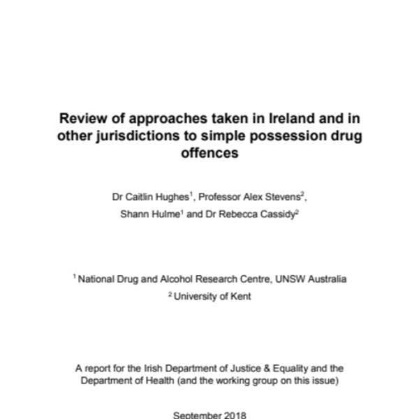 Review of approaches taken in Ireland and in other jurisdictions to simple possession drug offences