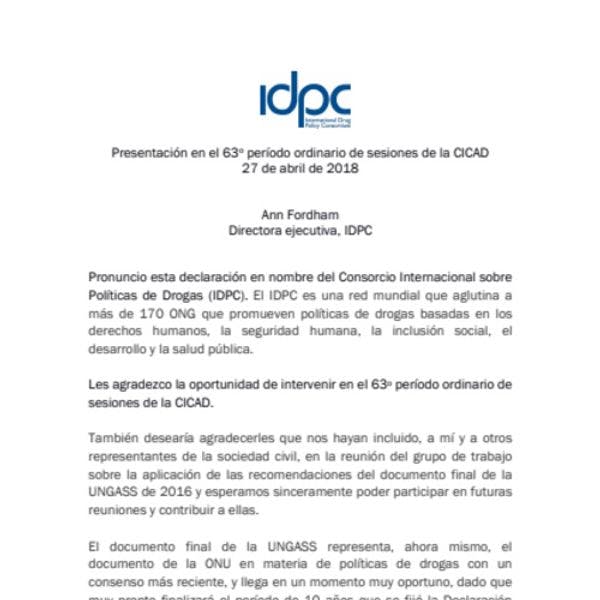 Declaración IDPC CICAD