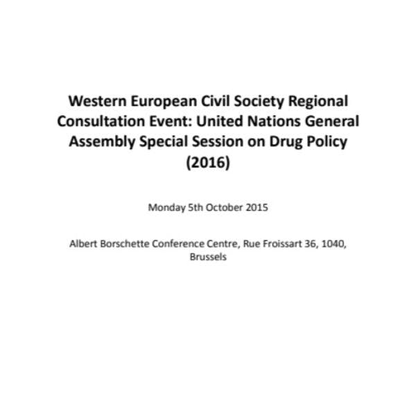 Rapport de la consultation régionale de la société civile d'Europe de l'Ouest: UNGASS sur le problème mondial de la drogue de 2016